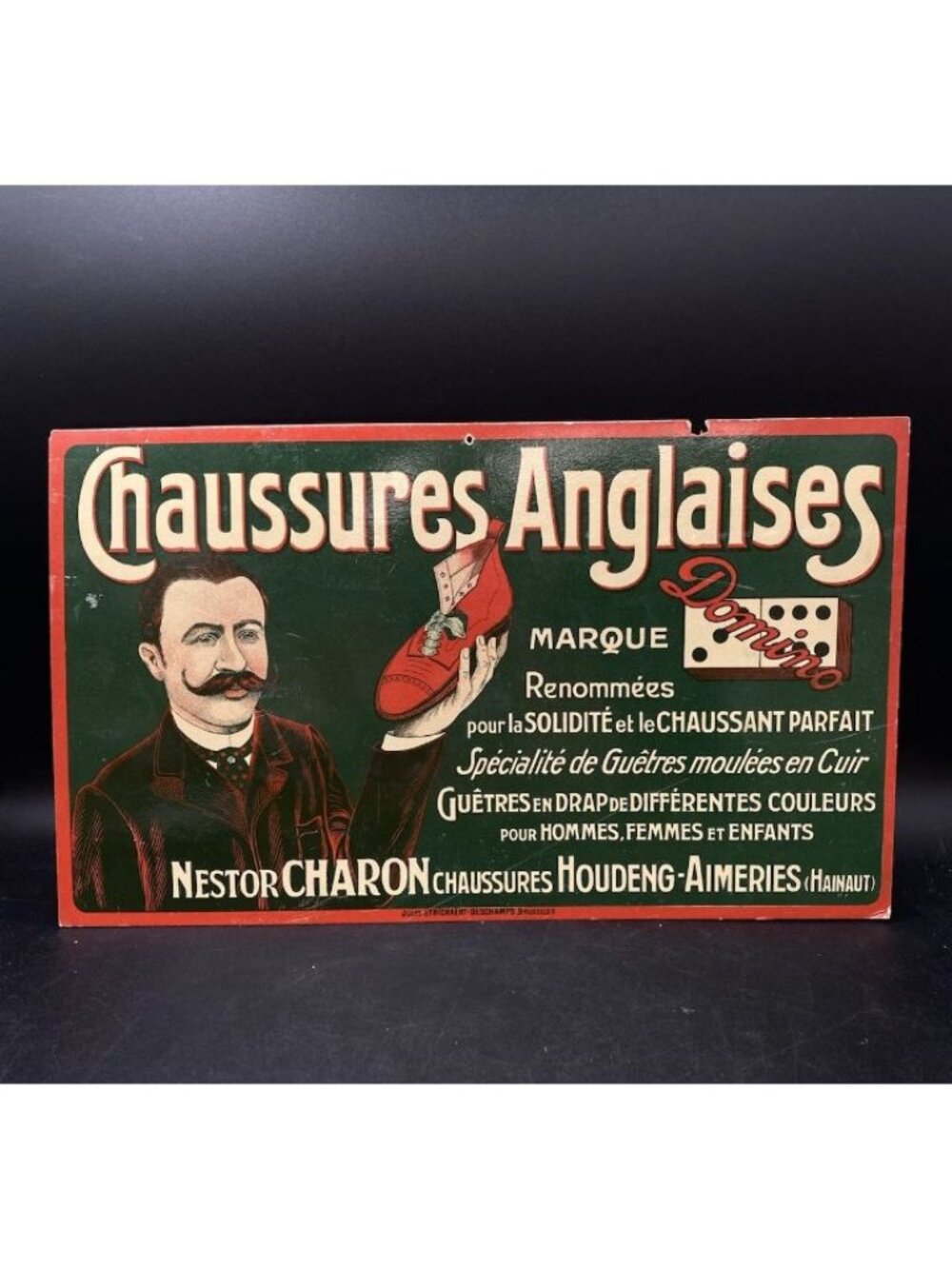 French Paper Poster Sign Chaussures Anglaises English Shoes Vintage 15.5” X 9”